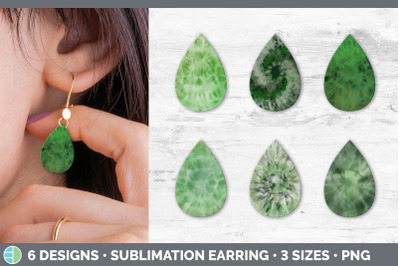 Green Tie Dye Teardrop Earring | Sublimation Designs Bundle