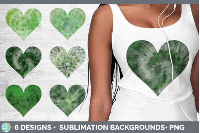 Green Tie Dye Hearts Clipart