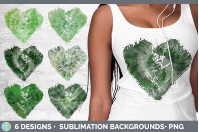 Green Tie Dye Heart Distressed Clipart