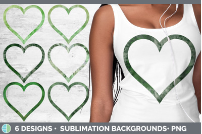 Green Tie Dye Heart Frame Clipart