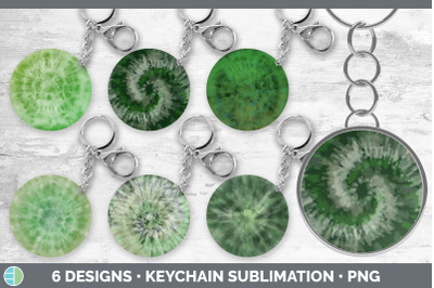 Green Tie Dye Keychain Bundle | Keyring Sublimation Designs