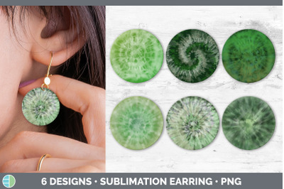 Green Tie Dye Round Earring | Sublimation Designs Bundle