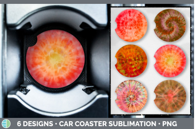 Orange Tie Dye Car Coaster | Sublimation Designs Bundle