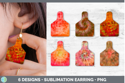 Orange Tie Dye Cow Tag Earring | Sublimation Cattle Ear Tag