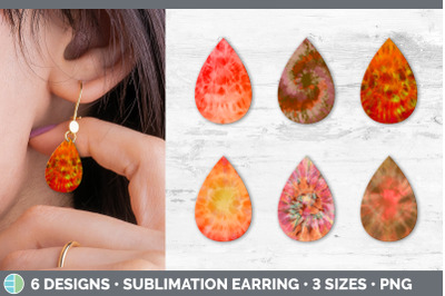 Orange Tie Dye Teardrop Earring | Sublimation Designs Bundle