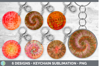 Orange Tie Dye Keychain Bundle | Keyring Sublimation Designs