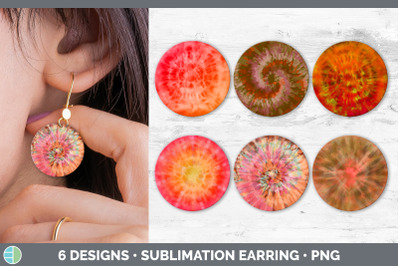 Orange Tie Dye Round Earring | Sublimation Designs Bundle
