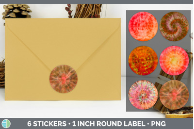 Orange Tie Dye Stickers | Sticker 1in Round Labels PNG Designs