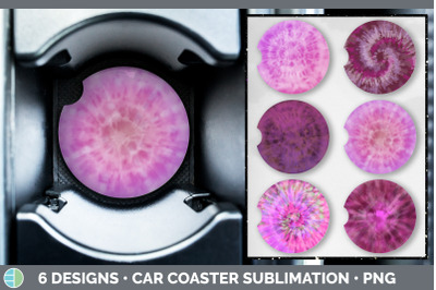 Pink Tie Dye Car Coaster | Sublimation Designs Bundle