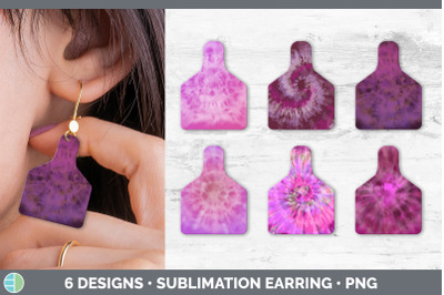 Pink Tie Dye Cow Tag Earring | Sublimation Cattle Ear Tag