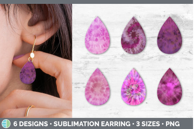 Pink Tie Dye Teardrop Earring | Sublimation Designs Bundle