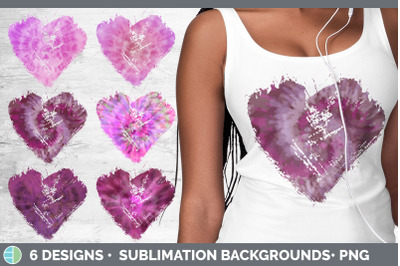 Pink Tie Dye Heart Distressed Clipart