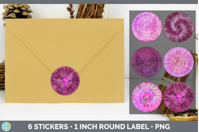 Pink Tie Dye Stickers | Sticker 1in Round Labels PNG Designs