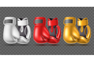 Color boxing gloves. Realistic professional accessories, fighting spor