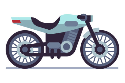 Cartoon motorcycle icon. Fast urban bike side view