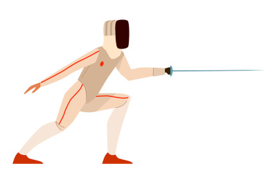 Fencing person with foil. Combat sport player character