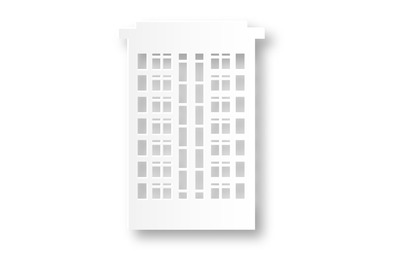 Apartment building paper cut. White city element