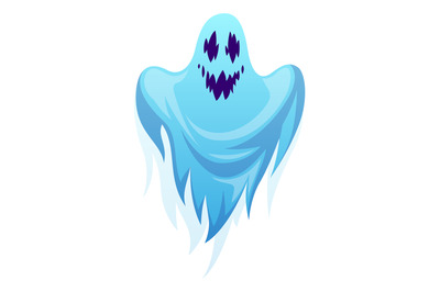 Ghost cartoon. Halloween spooks, scary ghostly monster, nightmare char