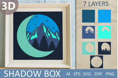 3d layered papercut mountain, Shadow box svg