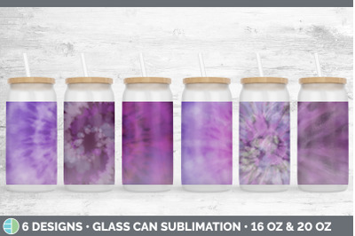 Purple Tie Dye Glass Can | Sublimation Beer Mason Jar