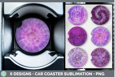 Purple Tie Dye Car Coaster | Sublimation Designs Bundle