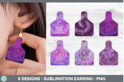 Purple Tie Dye Cow Tag Earring | Sublimation Cattle Ear Tag