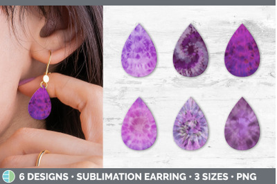 Purple Tie Dye Teardrop Earring | Sublimation Designs Bundle