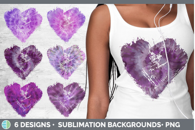 Purple Tie Dye Heart Distressed Clipart