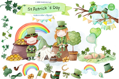 St. Patricks Day Watercolor Clipart