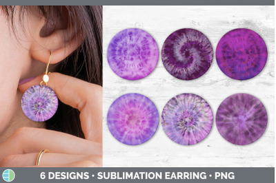 Purple Tie Dye Round Earring | Sublimation Designs Bundle