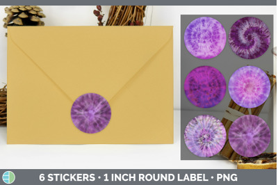 Purple Tie Dye Stickers | Sticker 1in Round Labels PNG Designs