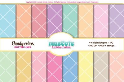 candy colors dotted lines digital paper, pattern