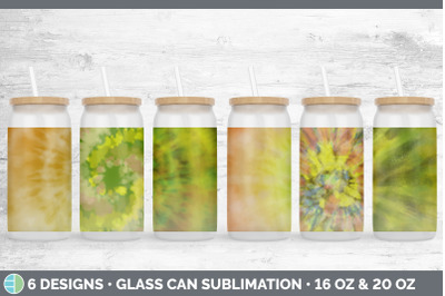 Yellow Tie Dye Glass Can | Sublimation Beer Mason Jar