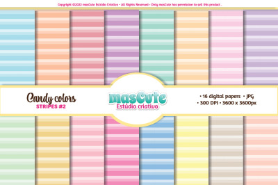 candy colors stripes digital paper, pattern