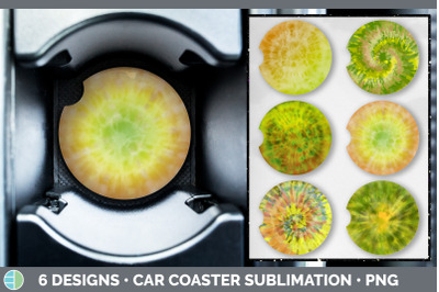 Yellow Tie Dye Car Coaster | Sublimation Designs Bundle