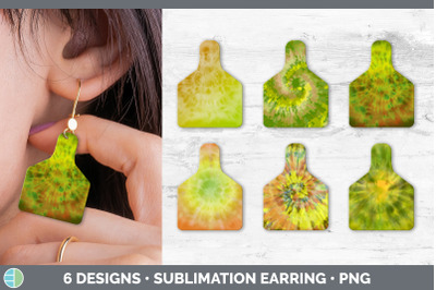 Yellow Tie Dye Cow Tag Earring | Sublimation Cattle Ear Tag