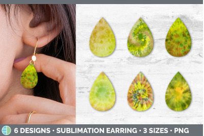 Yellow Tie Dye Teardrop Earring | Sublimation Designs Bundle