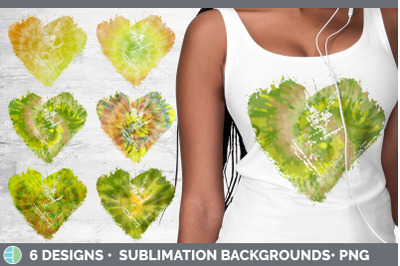 Yellow Tie Dye Heart Distressed Clipart