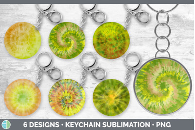 Yellow Tie Dye Keychain Bundle | Keyring Sublimation Designs