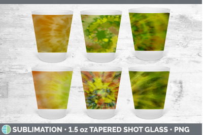 Yellow Tie Dye Shot Glass Sublimation | Shot Glass 1.5oz Tapered