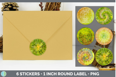 Yellow Tie Dye Stickers | Sticker 1in Round Labels PNG Designs