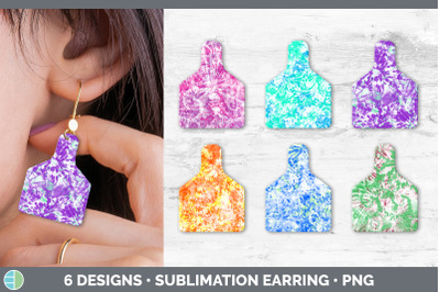 Tie Dye Cow Tag Earring | Sublimation Cattle Ear Tag