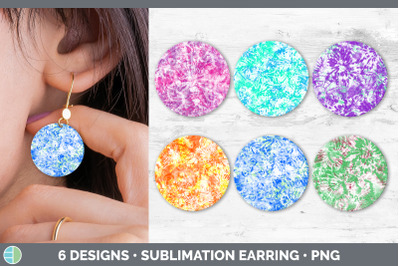 Tie Dye Round Earring | Sublimation Designs Bundle