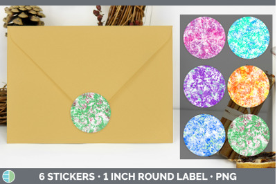 Tie Dye Stickers | Sticker 1in Round Labels PNG Designs