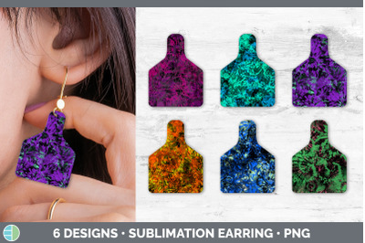 Tie Dye Cow Tag Earring | Sublimation Cattle Ear Tag