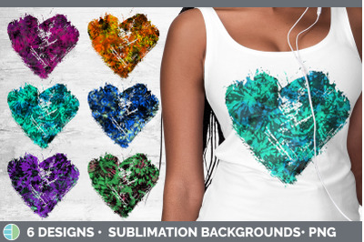 Tie Dye Heart Distressed Clipart