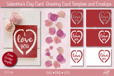 Valentine Card SVG| Heart card SVG template| Love cards| Greeting Card