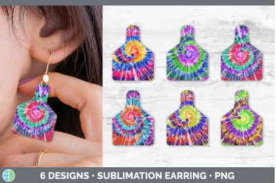 Tie Dye Cow Tag Earring | Sublimation Cattle Ear Tag