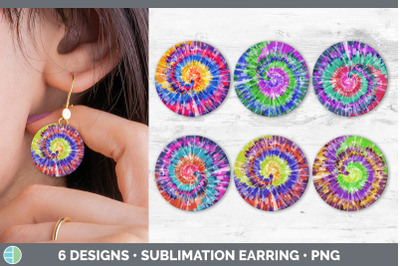 Tie Dye Round Earring | Sublimation Designs Bundle