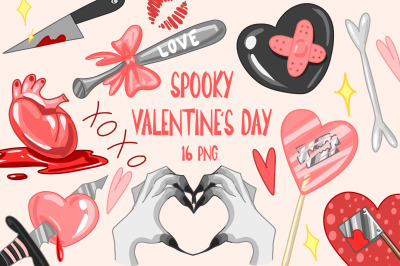 Pastel Goth digital stickers, Alternative Valentine day